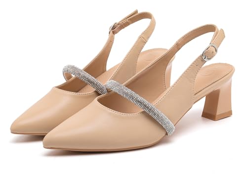 kkdom Damen-Pumps mit Slingback-Absatz, geschlossener Zehenbereich, niedriger Absatz, Knöchelriemen, spitzer Zehenbereich, Hochzeitsschuhe, aprikose, 37.5 EU kkdom Damen-Pumps mit Slingback-Absatz, geschlossener Zehenbereich, niedriger Absatz, Knöchelriemen, spitzer Zehenbereich, Hochzeitsschuhe, aprikose, 37.5 EU von kkdom