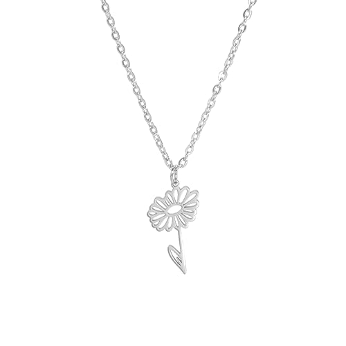 kkjoy Edelstahl Geburtsmonat Blume Halskette 12 Monate Geburtstag Blume Anhänger Halskette Beste Freund Halskette Schmuck für Frauen Mädchen von kkjoy