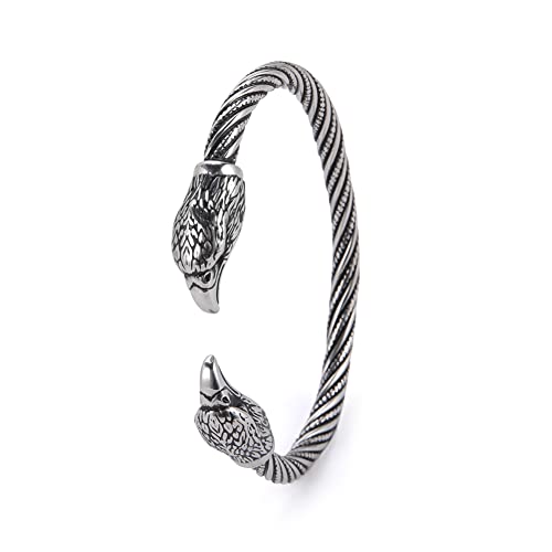 kkjoy Edelstahl Wikinger Armreif Herren Adlerkopf Männerarmband Nordische Piraten Manschette Armbänder Wolf Armband Schmuck Talisman für Teenager von kkjoy