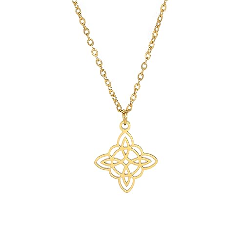 kkjoy Hexenknoten Halskette Edelstahl Magischer Knoten Pagan Wicca Symbol Anhänger 4-Spitz Keltischer Knoten Hexerei Halskette für Frauen Mädchen von kkjoy