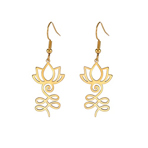 KKJOY Unalome Lotus Ohrringe Edelstahl Lotosblume Yoga Symbol Ohrringe Baumeln Inspirierend Buddhismus Schmuck für Frauen Mädchen von kkjoy