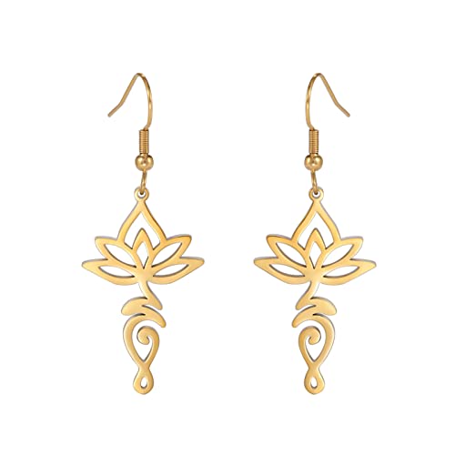KKJOY Unalome Lotus Ohrringe Edelstahl Lotosblume Yoga Symbol Ohrringe Baumeln Inspirierend Buddhismus Schmuck für Frauen Mädchen KKJOY Unalome Lotus Ohrringe Edelstahl Lotosblume Yoga Symbol Ohrringe Baumeln Inspirierend Buddhismus Schmuck für Frauen Mädchen von kkjoy