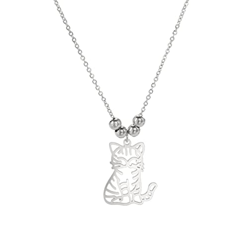 kkjoy Niedliche Katze Anhänger Halsketten aus Edelstahl Tier Charme Halsketten Bester Freund Halskette Katze Fans Schmuck Geschenke für Frauen Mädchen von kkjoy