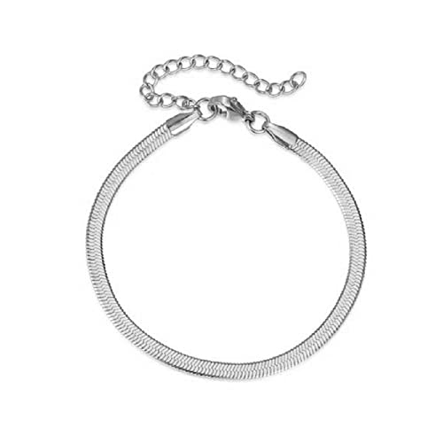 kkjoy 2/3/4/5mm flache Schlangenkette Edelstahl Schlangenknochen Kette Armband für Frauen Mädchen Damen, 6,69/7,48 Zoll, vergoldet/Edelstahl von kkjoy