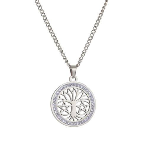 kkjoy Baum des Lebens Halskette Edelstahl Familie Baum des Lebens Anhänger Halskette Natur inspiriert Schmuck spirituelle Geschenke für Frauen Männer von kkjoy