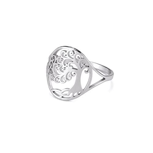 kkjoy Baum des Lebens Openwork Ring Edelstahl keltischen Versprechen Ring Natur inspiriert Ringe spirituelle Geschenke für Frauen Männer von kkjoy