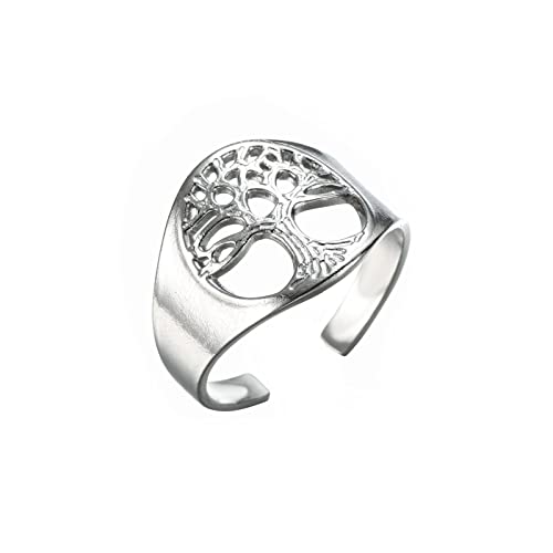 kkjoy Baum des Lebens durchbrochener Ring aus Edelstahl verstellbare offene Fingerringe Jahrestag Geburtstag Geschenke Schmuck für Frauen Männer von kkjoy