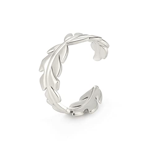 kkjoy Blattring Edelstahl Natur Pflanze Serie Ring Verstellbare Offene Fingerringe Ast Ring Blätter Wrap Fingerring Schmuck für Frauen Mädchen von kkjoy