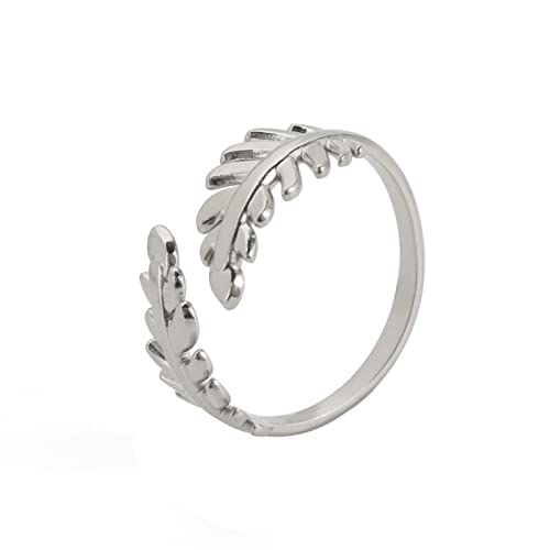 kkjoy Blattring Edelstahl Natur Pflanze Serie Ring Verstellbare Offene Fingerringe Ast Ring Blätter Wrap Fingerring Schmuck für Frauen Mädchen von kkjoy