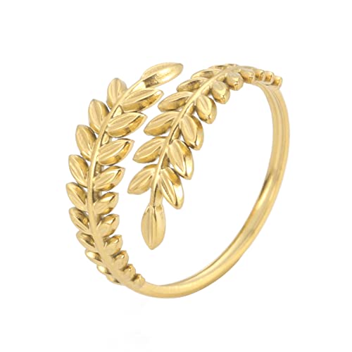 kkjoy Blattring Edelstahl Natur Pflanze Serie Ring Verstellbare Offene Fingerringe Ast Ring Blätter Wrap Fingerring Schmuck für Frauen Mädchen von kkjoy