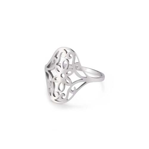 kkjoy Blume Ring Edelstahl Pflaume Floral Versprechen Ring Schmuck Geschenk für Frauen Charming Damen von kkjoy