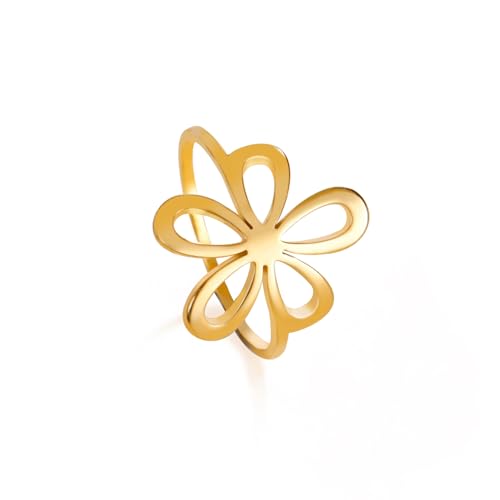 kkjoy Blume Ring Edelstahl Pflaume Floral Versprechen Ring Schmuck Geschenk für Frauen Charming Damen von kkjoy