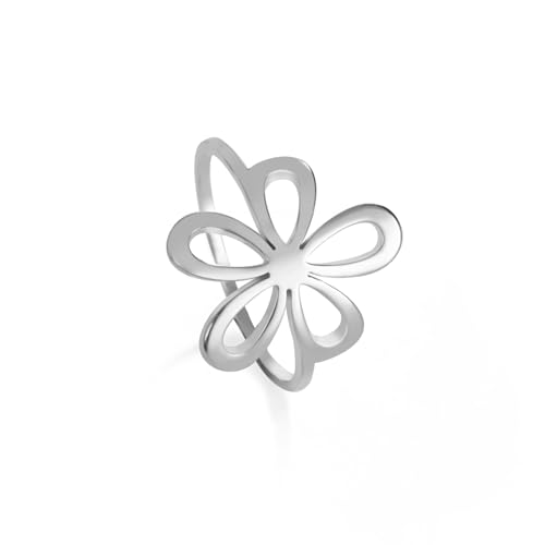 kkjoy Blume Ring Edelstahl Pflaume Floral Versprechen Ring Schmuck Geschenk für Frauen Charming Damen von kkjoy