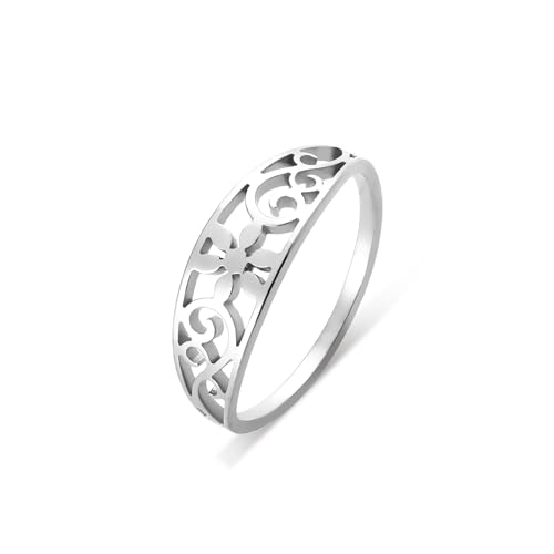 kkjoy Blume Ring Edelstahl Pflaume Floral Versprechen Ring Schmuck Geschenk für Frauen Charming Damen von kkjoy