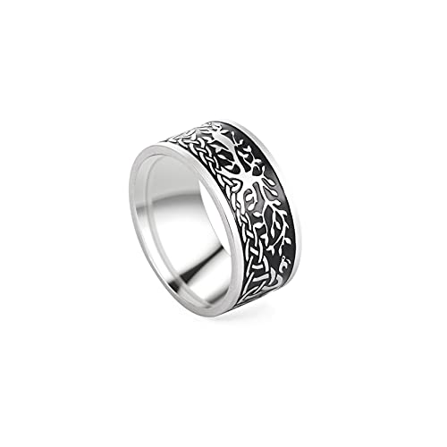 kkjoy Edelstahl Baum des Lebens Ring Band Breit Irish Celtic Knot Ringe Schwarz Retro Ring Vintage Gothic Biker Ring für Männer Frauen Geburtstagsgeschenk von kkjoy