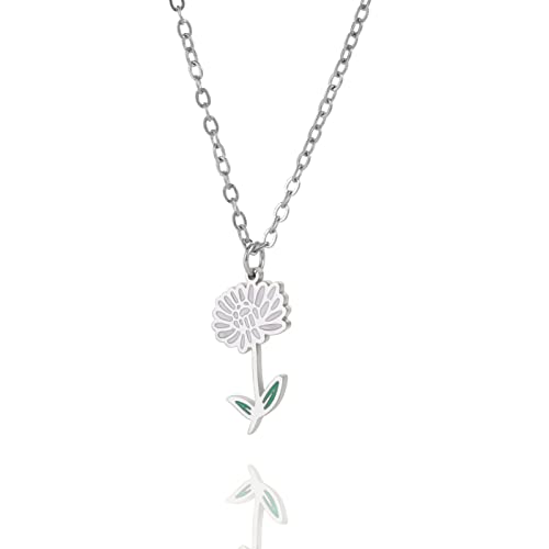 kkjoy Edelstahl Geburtsmonat Blume Halskette 12 Monate Geburtstag Blume Anhänger Halskette Beste Freund Halskette Schmuck für Frauen Mädchen von kkjoy