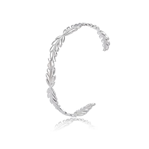 kkjoy Edelstahl Manschette Armreif für Frauen Blätter und Blumen Mode Armband Armband Schmuck für Mädchen von kkjoy