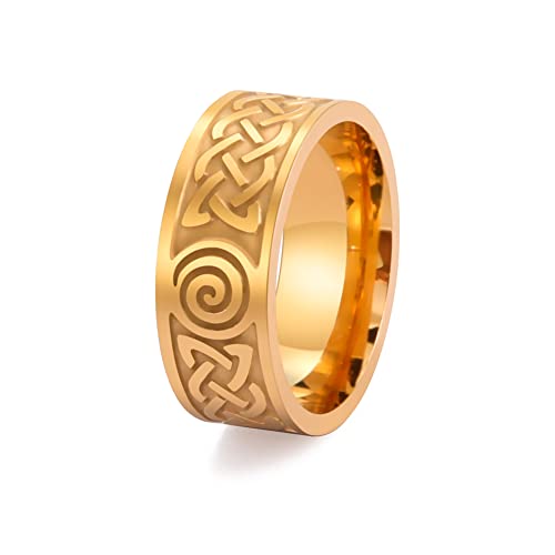 kkjoy Edelstahl Vintage Gothic Biker Ring Breit Irish Celtic Knot Ringe Schwarz Retro Ring Band für Männer Frauen Geburtstagsgeschenk von kkjoy