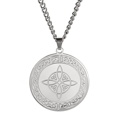 kkjoy Hexenknoten Halskette Edelstahl Magischer Knoten Pagan Wicca Symbol Anhänger 4-Spitz Keltischer Knoten Hexerei Halskette für Frauen Mädchen von kkjoy