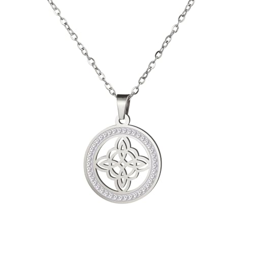 kkjoy Hexenknoten Halskette Edelstahl Magischer Knoten Pagan Wicca Symbol Anhänger 4-Spitz Keltischer Knoten Hexerei Halskette für Frauen Mädchen von kkjoy