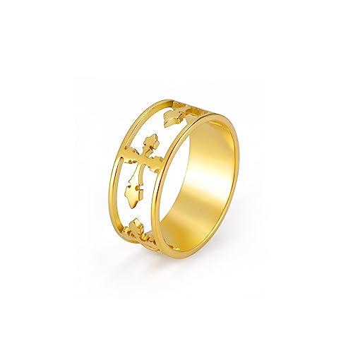 kkjoy Inspiration Kreuz Ring Edelstahl Christlicher Glaube Hoffnung Liebe Kreuz Ring Ewigkeit Versprechen Ring Religiöser Schmuck Geschenk für Frauen Männer von kkjoy