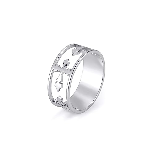 kkjoy Inspiration Kreuz Ring Edelstahl Christlicher Glaube Hoffnung Liebe Kreuz Ring Ewigkeit Versprechen Ring Religiöser Schmuck Geschenk für Frauen Männer von kkjoy