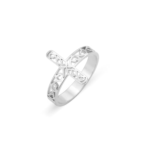 kkjoy Inspiration Kreuz Ring Edelstahl Christlicher Glaube Hoffnung Liebe Kreuz Ring Ewigkeit Versprechen Ring Religiöser Schmuck Geschenk für Frauen Männer von kkjoy