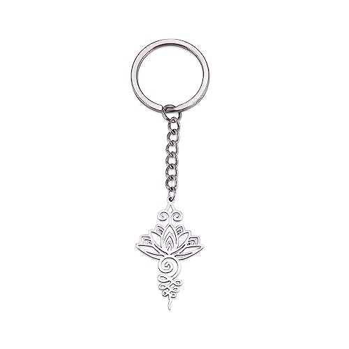 kkjoy Lotus Charms Schlüsselanhänger Edelstahl Lotus Blume Yoga Symbol Buddhismus Unalome Schlüsselanhänger Geldbörse Tasche Zubehör Geschenke für Frauen Mädchen von kkjoy