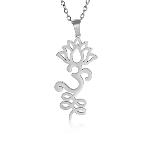 kkjoy Lotus Unalome Halskette Edelstahl Lotus Blume Yoga Symbol Anhänger Halskette Inspirational Buddhismus Schmuck für Frauen Mädchen von kkjoy