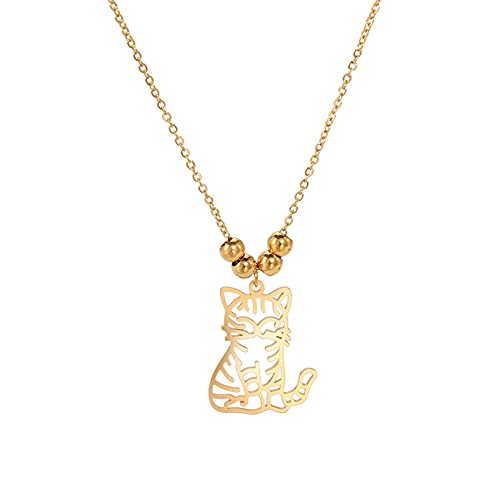 kkjoy Niedliche Katze Anhänger Halsketten aus Edelstahl Tier Charme Halsketten Bester Freund Halskette Katze Fans Schmuck Geschenke für Frauen Mädchen von kkjoy