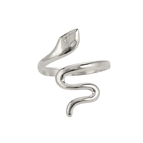 kkjoy Schlangen-Wickel-Fingerring für Damen Herren Vintage Edelstahl Verstellbar Offene Finger Ringe Schmuck für Cocktail Party Halloween von kkjoy