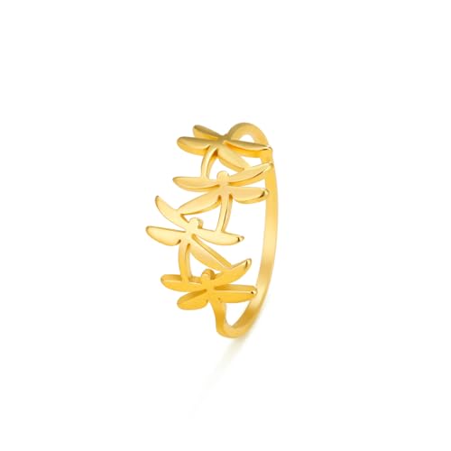 kkjoy Schmetterling Ring Edelstahl Fliegende Elfen Ring Libelle Ring Versprechen Ring Schmuck Geschenk für Frauen Charmante Damen von kkjoy