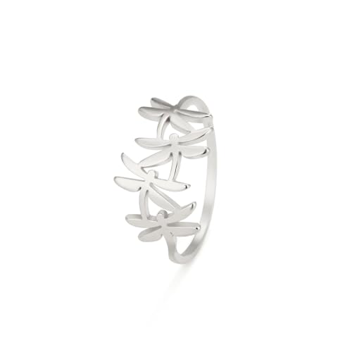 kkjoy Schmetterling Ring Edelstahl Fliegende Elfen Ring Libelle Ring Versprechen Ring Schmuck Geschenk für Frauen Charmante Damen von kkjoy