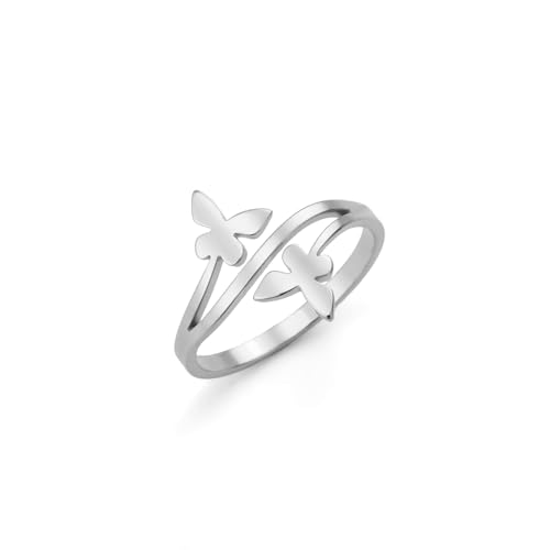 kkjoy Schmetterling Ring Edelstahl Fliegende Elfen Ring Libelle Ring Versprechen Ring Schmuck Geschenk für Frauen Charmante Damen von kkjoy
