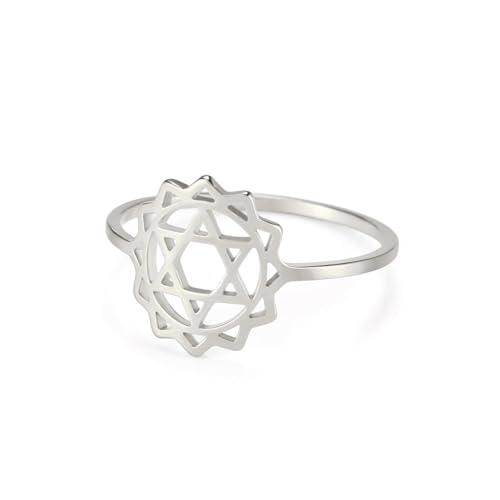 kkjoy Sonne Ring Davidstern Ring Dreieck Ring Edelstahl Versprechen Ring Schmuck Geschenk für Frauen Männer von kkjoy