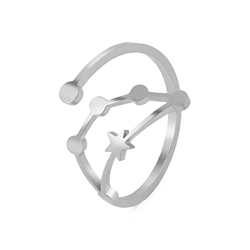 kkjoy Sternbild aus Edelstahl, verstellbare Ringe, größenverstellbar, Horoskope, offene Fingerringe, Schmuck, Geschenk für Frauen und Mädchen von kkjoy