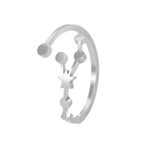 kkjoy Sternbild aus Edelstahl, verstellbare Ringe, größenverstellbar, Horoskope, offene Fingerringe, Schmuck, Geschenk für Frauen und Mädchen von kkjoy