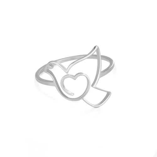 kkjoy Vögel Ring Edelstahl Adler Schwalbe Danding Kran Tukan Ring für Jahrestag Versprechen Ring Schmuck Geschenk für Frauen Charming Damen von kkjoy