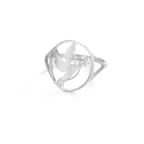 kkjoy Vögel Ring Edelstahl Adler Schwalbe Danding Kran Tukan Ring für Jahrestag Versprechen Ring Schmuck Geschenk für Frauen Charming Damen von kkjoy