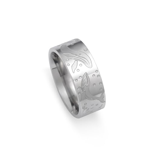 kkjoy Wal des Meeres Ring Bergkette Ring Spirale Ring Edelstahl Ihre Seite Gesicht Versprechen Ring Schmuck Geschenk für Frauen Männer von kkjoy