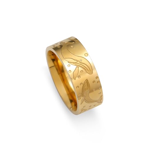 kkjoy Wal des Meeres Ring Bergkette Ring Spirale Ring Edelstahl Ihre Seite Gesicht Versprechen Ring Schmuck Geschenk für Frauen Männer von kkjoy
