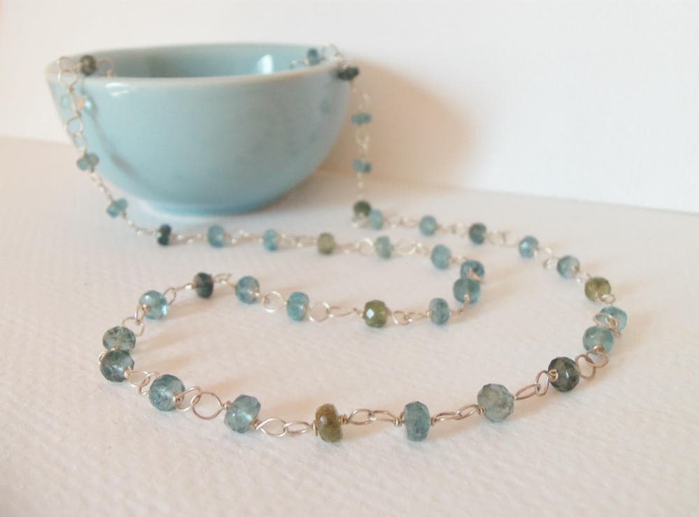 Aquamarin Edelstein Handgemachte Halskette Draht Gewickelt Mit Sterling Silber Hochzeit Aquamarin Edelstein Handgemachte Halskette Draht Gewickelt Mit Sterling Silber Hochzeit von kkswede