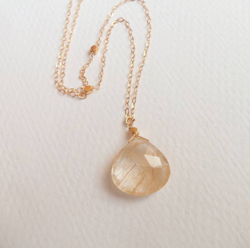 Gold Rutilquarz Handgemachte Halskette Wire Wrapped With 14Kt Fill Pale Yellow Edelstein Gold Rutilquarz Handgemachte Halskette Wire Wrapped With 14Kt Fill Pale Yellow Edelstein von kkswede