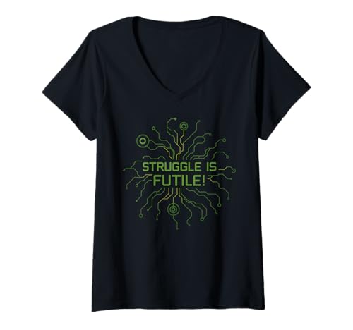 Damen Struggle is Futile T-Shirt mit V-Ausschnitt von klamottn