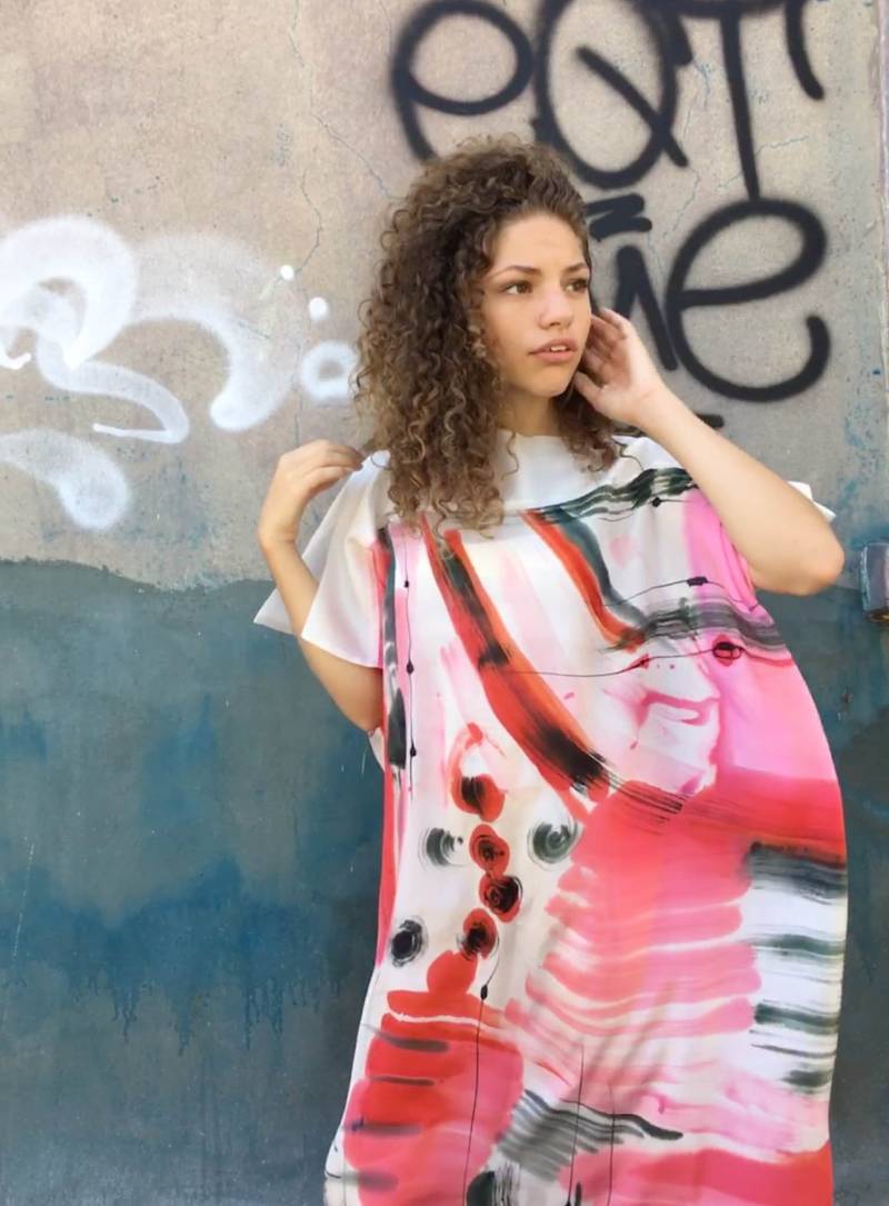 Handbemalter Seidenkaftan | Crepe De Chine Wickelkleid von klaradar