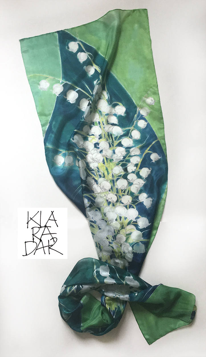 Handbemalter Seidenschal Maiglöckchen von klaradar