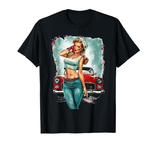 Pinup Girl Pin Up Vintage Retro Amerikanische Frau T-Shirt von klassische amerikansiche Pinup Designs