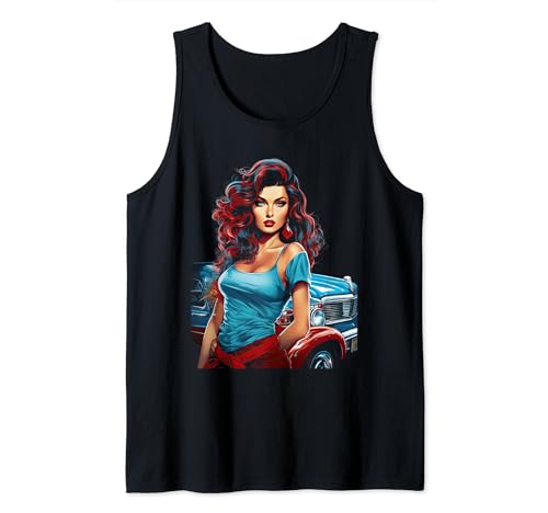 Pinup Girl Pin Up Vintage Retro Amerikanische Frau Tank Top von klassische amerikansiche Pinup Designs
