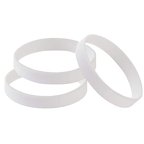 THXIY 100 Stück Silikon Armband Blank Gummi Armbände Armbänder silikonarmbänder Bracelet Erwachsene-8'' Weiß von THXIY
