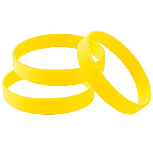 THXIY Kinder silikonarmband,100 Stück Silikon Armband Universal Armbänder Blank Gummi silikonarmbänder für Kinder Jungen Mädchen Gelb von THXIY